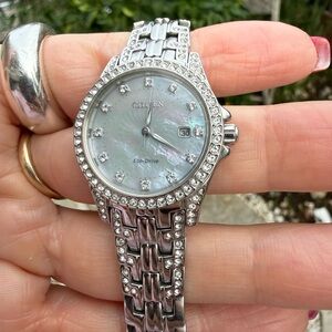 Citizen Women's Silver Eco-Drive Watch with Crystal Details